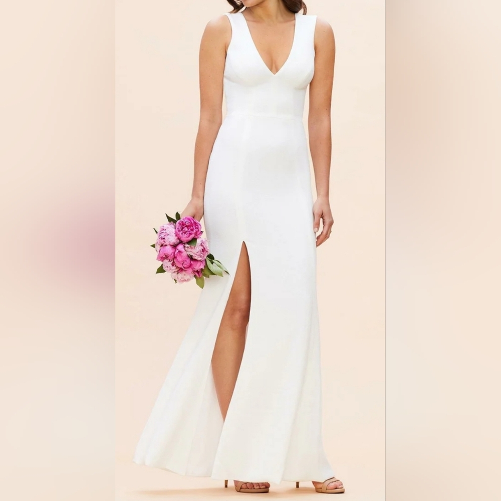 Dress the Population Ivory Sleeveless V-neck Mermaid Gown, Size XS